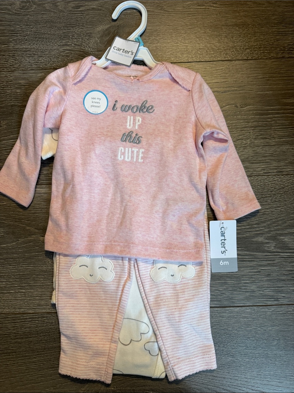 Carter's Pink Long-Sleeve Top & Cloud Leggings Set
